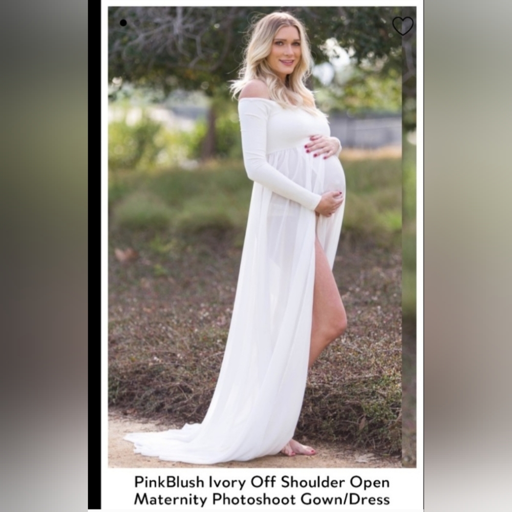 NWT small PINK BLUSH Maternity Photoshoot open-front ivory long sleeves long